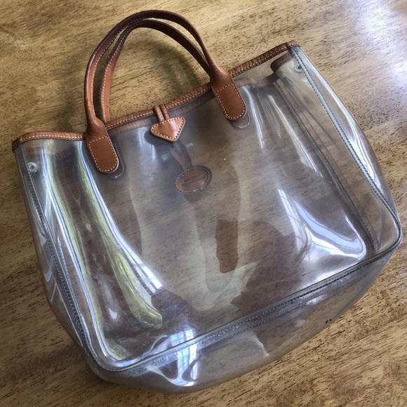 LONGCHAMP RARE PVC Clear Tan Leather Trim
Tote Bag Bamboo Bit Medium Transparent - Picture 3 of 5